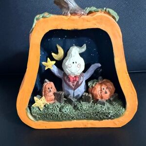 Halloween Pumpkin Figurine with Ghost and Pumpkins